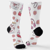 Chaussette Hand-drawn Pink Girly Elements Seamless Pattern (Angulaire)