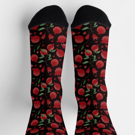 Chaussette Hand-drawn Pomegranate Fruits Seamless Pattern (Haut)