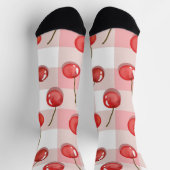 Chaussette Hand-Painted Red Cherries Seamless Pattern (Haut)