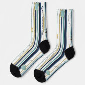 Chaussette Hanukkah Socks "Blue and Gold Stripes" (Gauche)