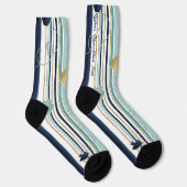 Chaussette Hanukkah Socks "Blue and Gold Stripes" (Droite)