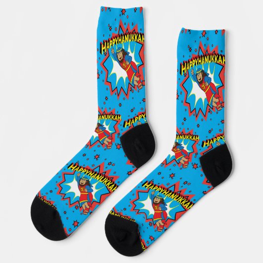 Chaussette Hanukkah Socks "Super Judah" (Gauche)