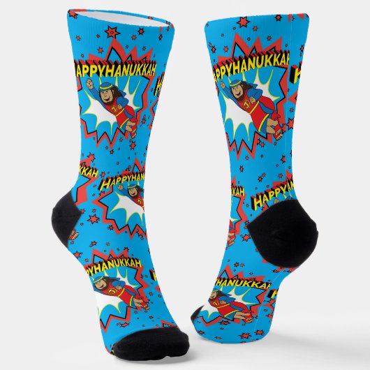 Chaussette Hanukkah Socks "Super Judah" (Angulaire)