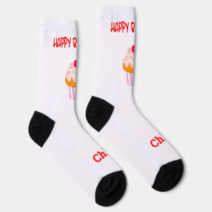 Chaussette Happy Birthday Cupcake