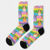 Chaussette Happy Kawaii Hamsters - Jouer Stripes Rainbow (Gauche)