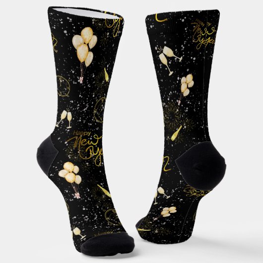 Chaussette Happy New Year 2026 Seamless Pattern (Angulaire)