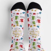 Chaussette Happy New Year Cats Pattern Crew Socks (Haut)