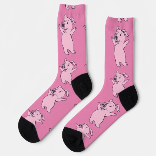 Chaussette Happy Pink Pig Jumping Thunder_Cove (Gauche)