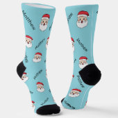 Chaussette Happy Santa Claus Têtes Avec Motif Personnalisé (Angulaire)