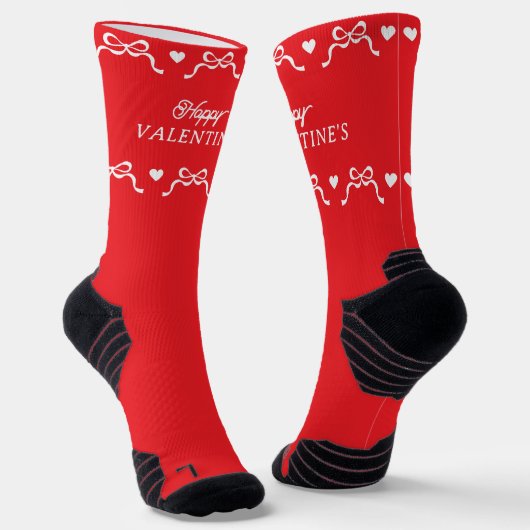 Chaussette HAPPY VALENTINES Coeurs de vaches Retro cadeau rou (Angulaire)