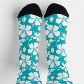 CHAUSSETTE HAWAIIAN HULA (HIBISCUS) TURQUOISE (Haut)
