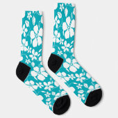 CHAUSSETTE HAWAIIAN HULA (HIBISCUS) TURQUOISE (Droite)