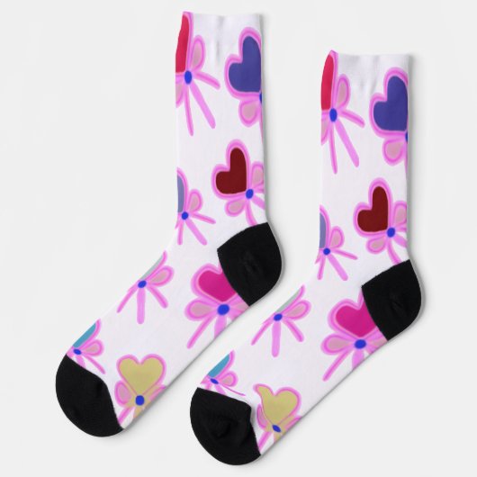 Chaussette  Heart Bow Pattern Personalized Gift Crew Socks (Gauche)
