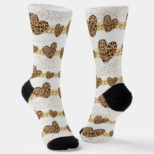 Chaussette heart, with leopard  (Angulaire)