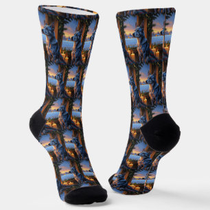 Chaussette Heeler Bleu Avec Lumières De Noël