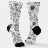 Chaussette Hellebores en noir et blanc (Angulaire)