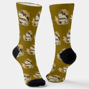 Chaussette Hérisson automnal avec champignon