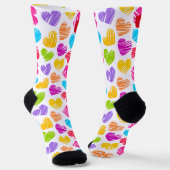 Chaussette Heureux Valentines Fille Vibrant Doodled Hearts No (Angulaire)