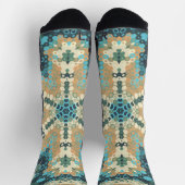 Chaussette Hex Mandala bleu et orange (Haut)