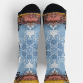 Chaussette Hex Mandala bleu jaune et rose (Haut)