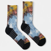 Chaussette Hex Mandala bleu jaune et rose (Droite)