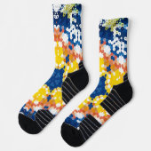 Chaussette Hex Mandala bleu jaune orange et vert (Gauche)
