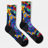 Chaussette Hex Mandala bleu jaune rouge et vert (Droite)