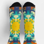 Chaussette Hex Mandala bleu orange et jaune (Haut)