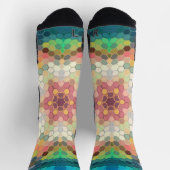 Chaussette Hex Mandala bleu vert et rose (Haut)