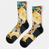 Chaussette Hex Mandala jaune et bleu (Gauche)