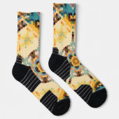 Chaussette Hex Mandala jaune et bleu (Droite)