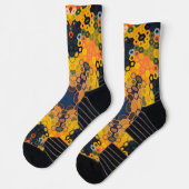 Chaussette Hex Mandala jaune et orange (Gauche)