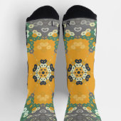 Chaussette Hex Mandala Jaune Turquoise et Brown (Haut)