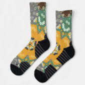 Chaussette Hex Mandala Jaune Turquoise et Brown (Gauche)