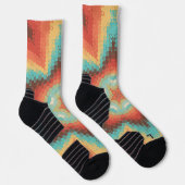 Chaussette Hex Mandala orange bleu et jaune (Droite)