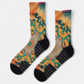 Chaussette Hex Mandala orange et bleu (Gauche)