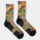 Chaussette Hex Mandala orange et bleu (Droite)