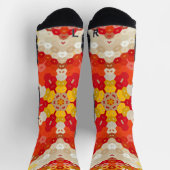 Chaussette Hex Mandala rouge et jaune (Haut)