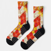 Chaussette Hex Mandala rouge et jaune (Gauche)