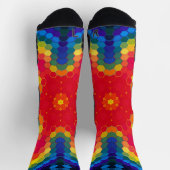 Chaussette Hex Mandala rouge jaune et bleu (Haut)