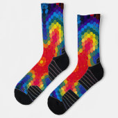 Chaussette Hex Mandala rouge jaune et bleu (Gauche)