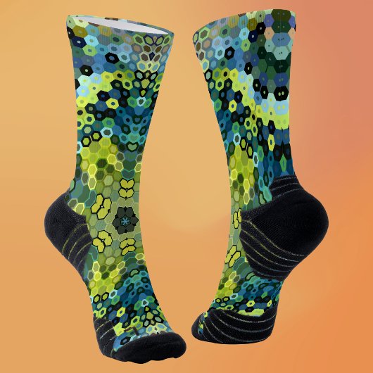 Chaussette Hex Mandala Vert et Bleu