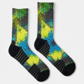Chaussette Hex Mandala vert jaune et bleu (Droite)