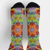 Chaussette Hex Mandala vert rose et orange (Haut)