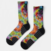 Chaussette Hex Mandala vert rose et orange (Gauche)