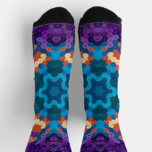Chaussette Hex Mandala violet bleu et orange (Haut)