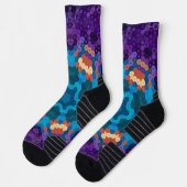 Chaussette Hex Mandala violet bleu et orange (Gauche)