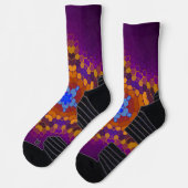 Chaussette Hex Mandala violet orange et bleu (Gauche)