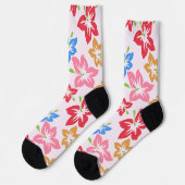 Chaussette Hibiscus Coloré, Motif De Fleurs (Gauche)