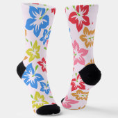 Chaussette Hibiscus Coloré, Motif De Fleurs (Angulaire)